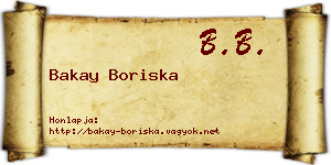 Bakay Boriska névjegykártya
